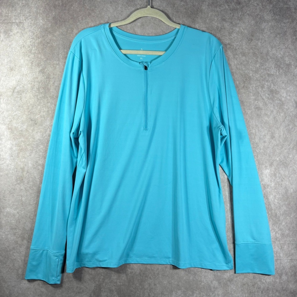 Cuddl Duds‎ Half Zip Pullover Shirt Womens Size XL Blue Long Sleeve Outdoor
